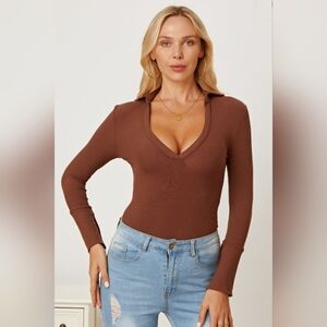 V-Neck Long Sleeve Bodysuit